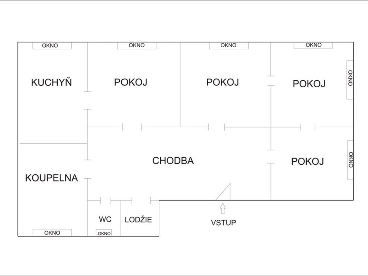 Pronájem bytu 4+1 (104 m2), OV, Revoluční náměstí, Děčín IV - Podmokly