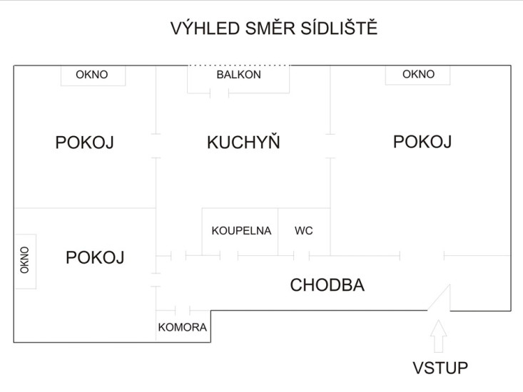 Byt 3+1 s lodžií (66,4 m2), OV, Březiny, Děčín XXVII - Březiny